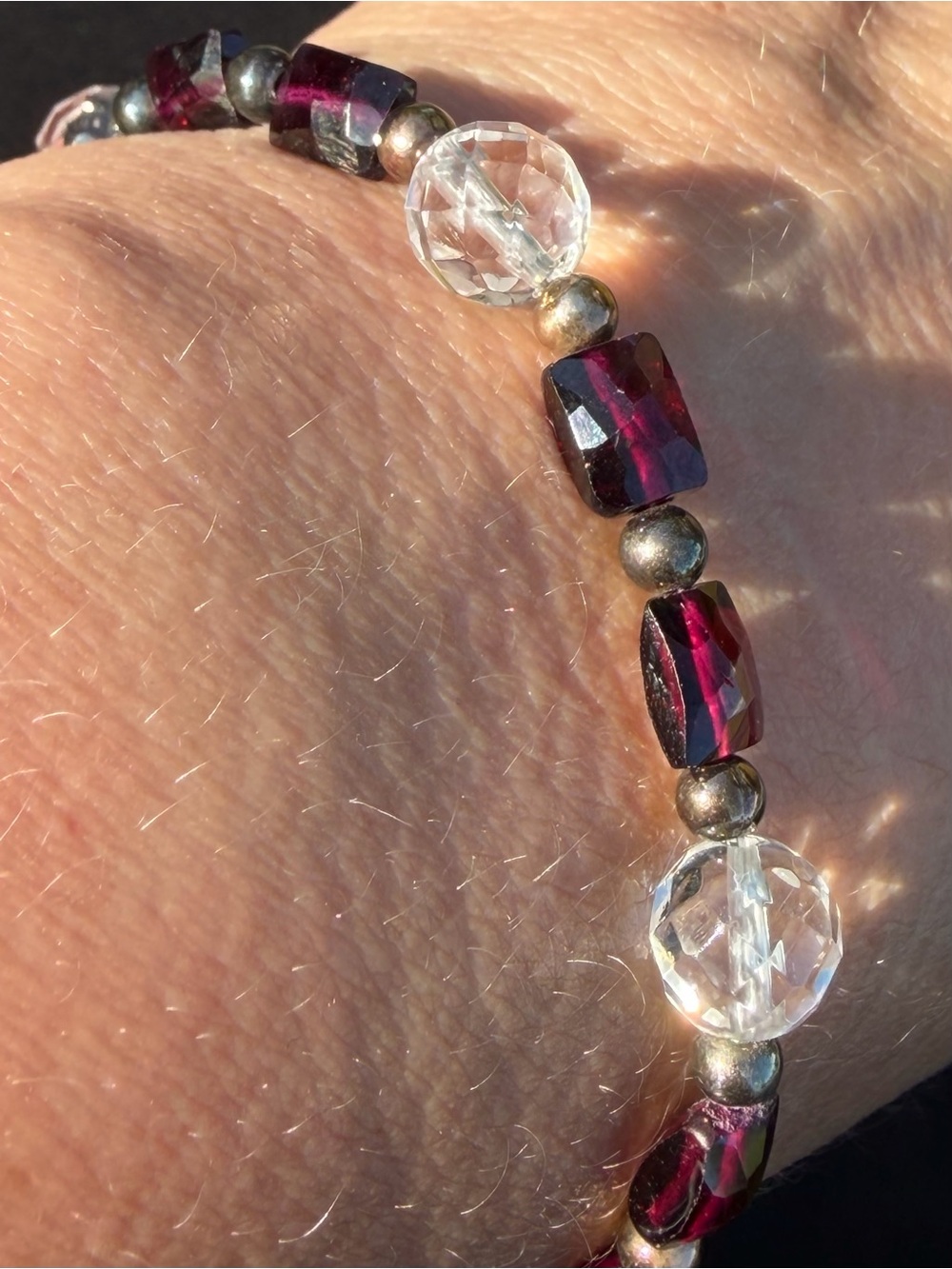 Garnet, Crystal .925 Artisan Hand Crafted Bracelet - Picture 2 of 7